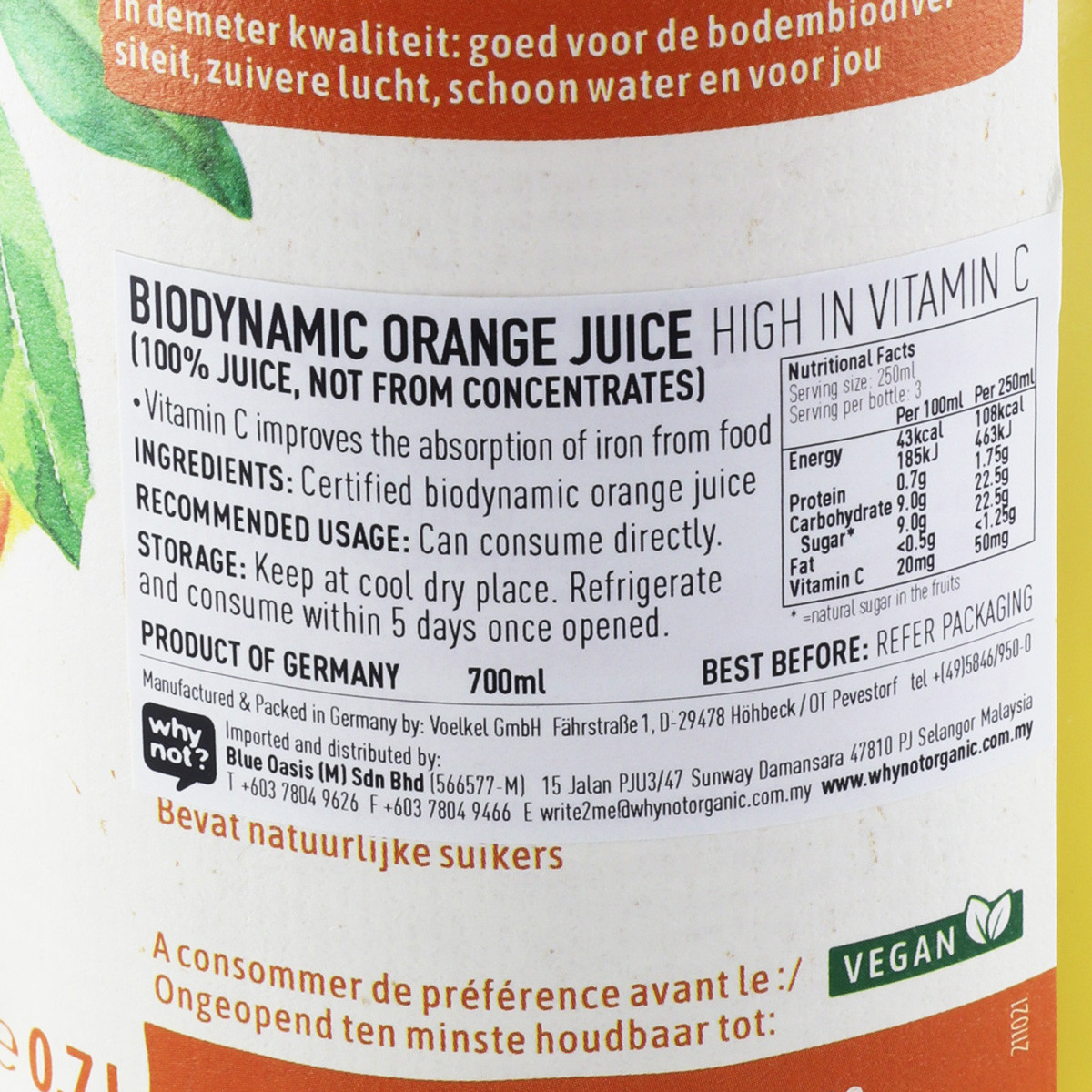 Voelkel Organic Orange Juice (Demeter), 700ml